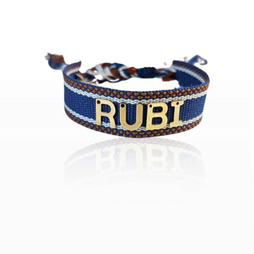 bracciale in filo stilo trecce colore blu personalizzato con come colore oro, idea regalo per donna, yennyslau store