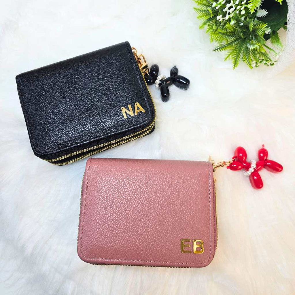 Portafoglio Donna Rossa Vecchio Personalizzato con Lettere Iniziali in Oro