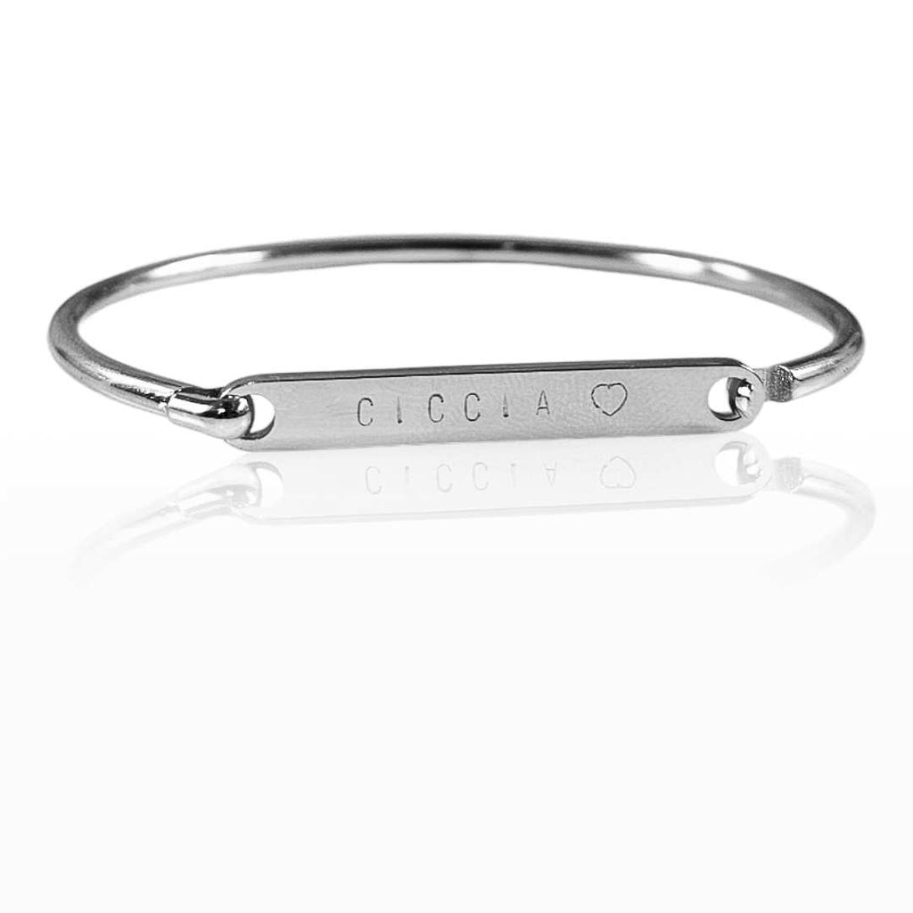 bracciale rigido in acciaio inossidabile personalizzato con nome, data o frase. e charm. idea regalo per donna. yennyslau store