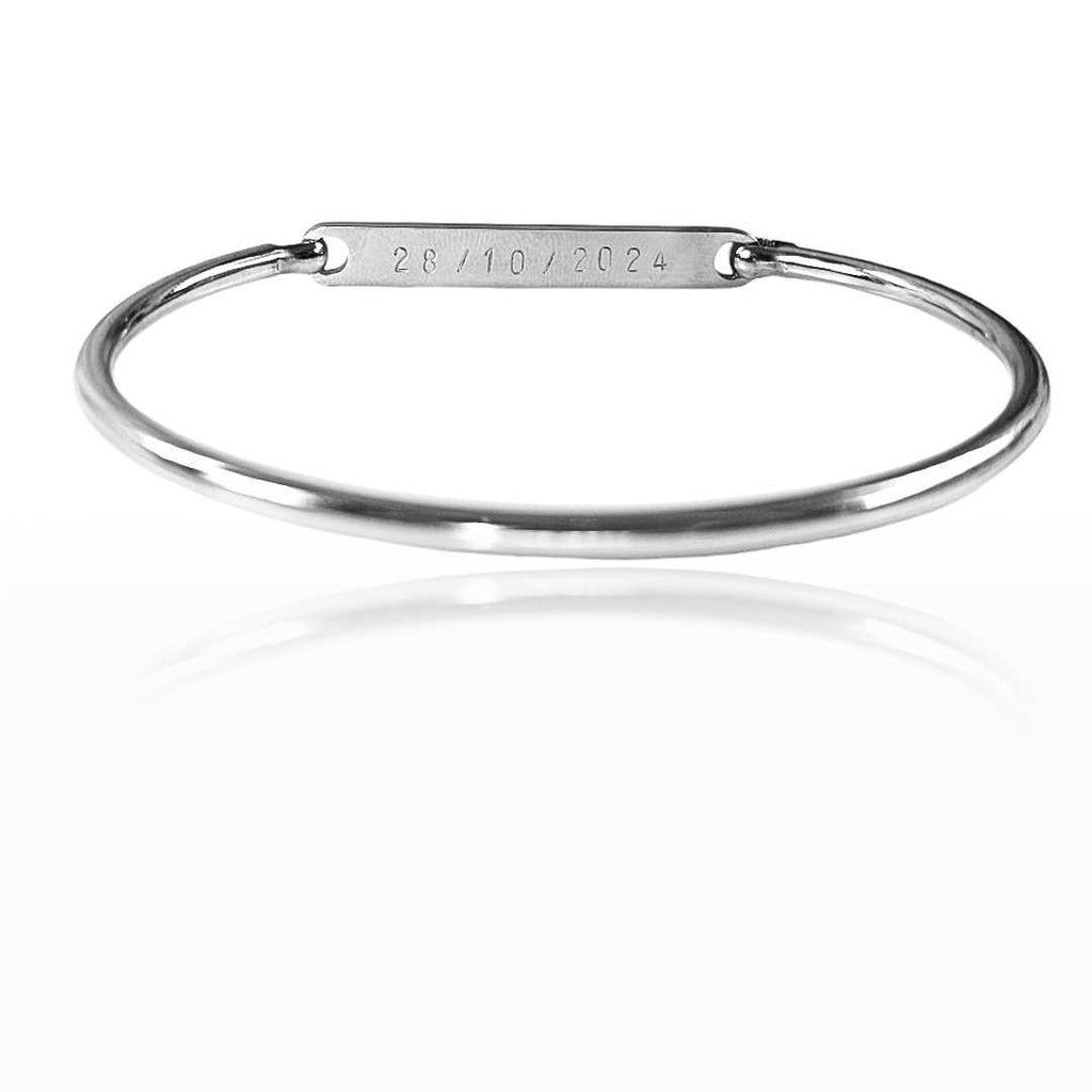 bracciale rigido in acciaio inossidabile personalizzato con nome, data o frase. e charm. idea regalo per donna. yennyslau store