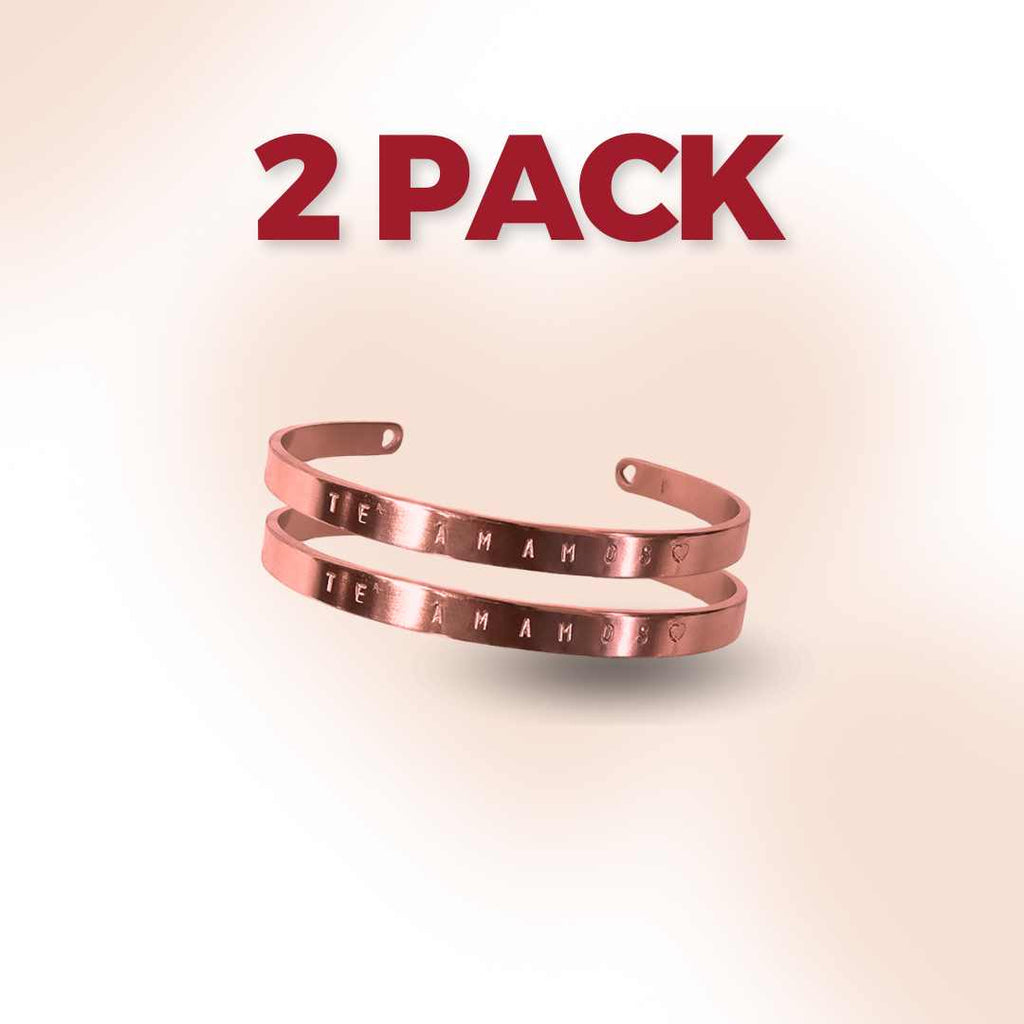 2 Pack - Bracciali 6mm Incisi a Mano colore Oro Rosa