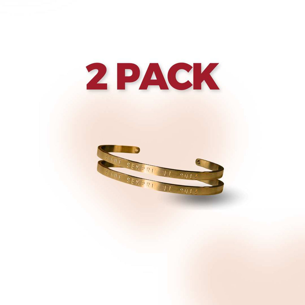 2 Pack - Bracciali 4mm Inciso a Mano colore Oro