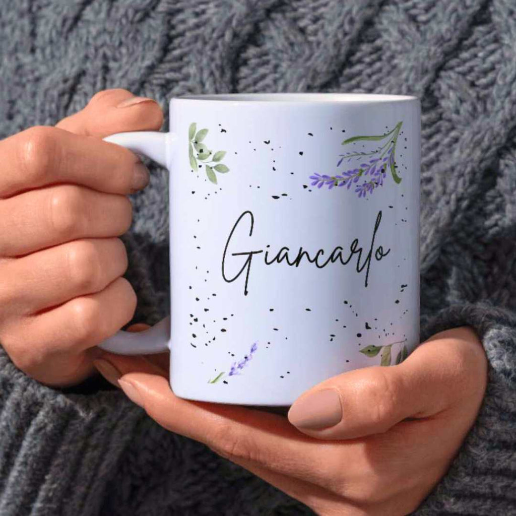 tazza a tema florale personalizzata con nomi, idea regalo, yennyslau store