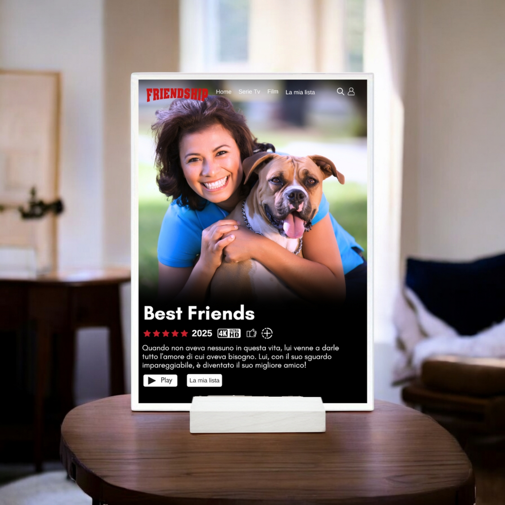 Targa Netflix in acrilico personalizzata con Foto e Dedica, idea regalo, yennyslau store