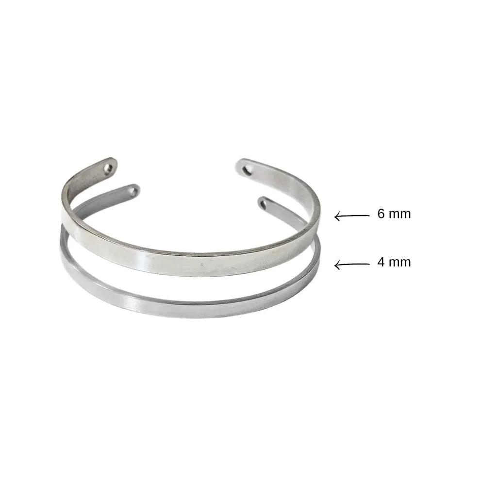Bracciale in acciaio inox 6 mm colore argento, inciso a laser con nome, data o frase. Regalo donna personalizzato per ogni occasione, compleanno, anniversario, San Valentino, Natale. Misure.