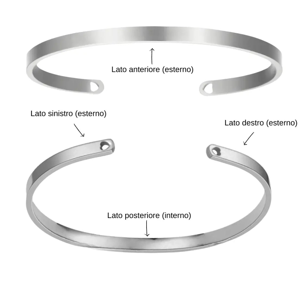 Bracciale in acciaio inox 6 mm colore argento, inciso a laser con nome, data o frase. Regalo donna personalizzato per ogni occasione, compleanno, anniversario, San Valentino, Natale. Incisione laser.