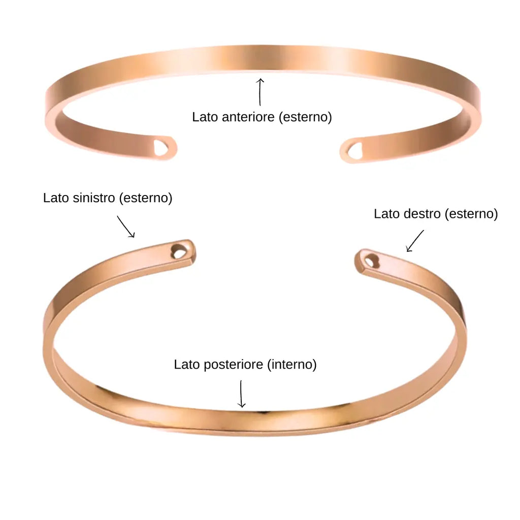 Bracciale in acciaio inox 6 mm colore oro rosa, inciso a laser con nome, data o frase. Regalo donna personalizzato per ogni occasione, compleanno, anniversario, San Valentino, Natale. Incisione laser.