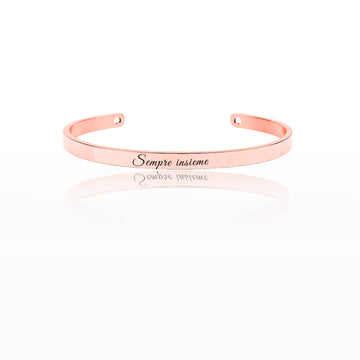Bracciale in acciaio inox 6 mm colore oro rosa, inciso a laser con nome, data o frase. Regalo donna personalizzato per ogni occasione, compleanno, anniversario, San Valentino, Natale.