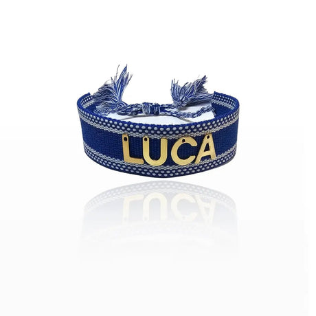 Bracciale Filo Blu con Bordi Bianchi - Nome gioiello personalizzato - Yennyslau Store
