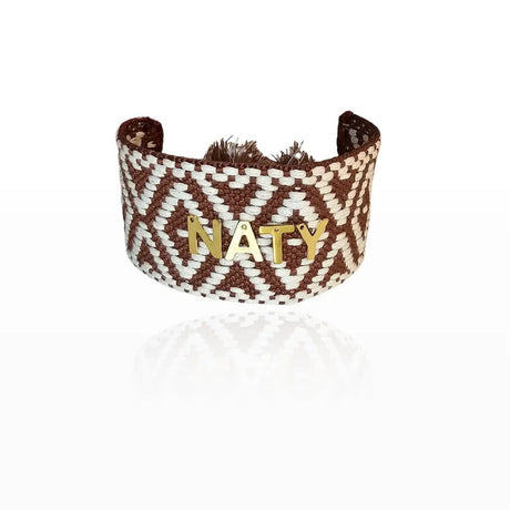 Bracciale Largo Filo Marrone - Nome gioiello personalizzato - Yennyslau Store