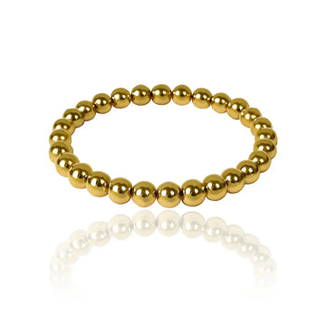 bracciale sfere elasticizzato in acciaio inox colore oro. Regalo elegante donna uomo. Regalo compleanno, anniversario, San Valentino, Natale
