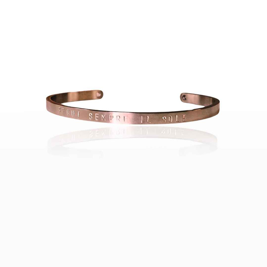 bracciale per donna in acciaio inossidabile colore oro rosa 4 mm inciso a mano