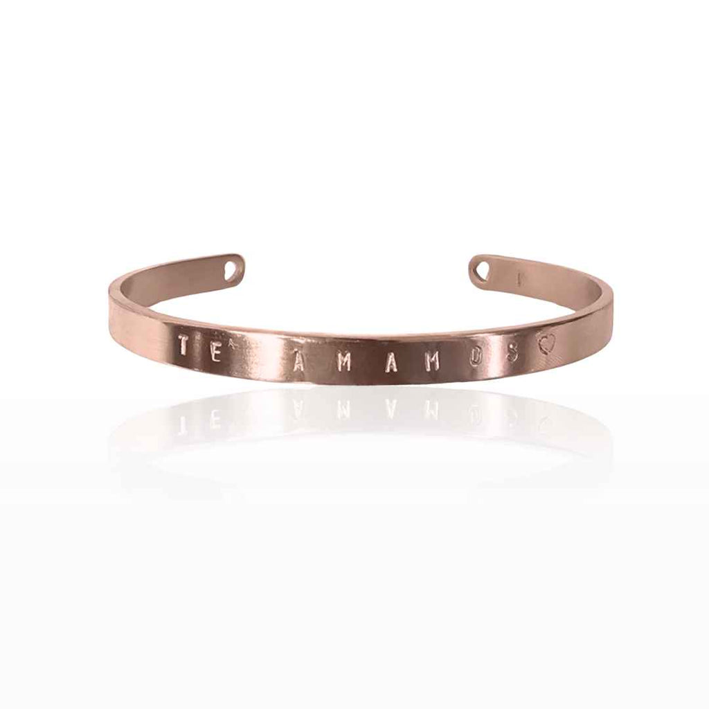 bracciale per donna in acciaio inossidabile colore ORO rosa 6 mm inciso a mano