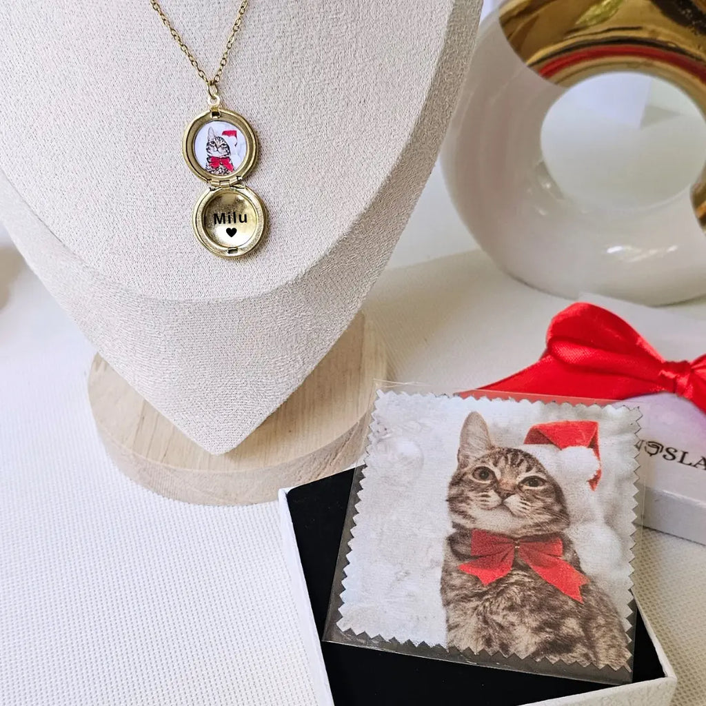 collana in acciaio inox color oro personalizzata con foto, testo. Regalo elegante per donna per ogni occasione. Festa della Mamma, Anniversario, Natale. Regalo elegante.