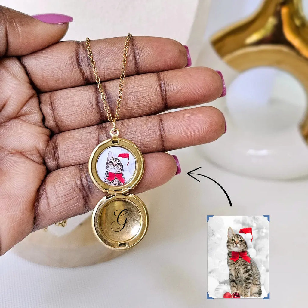 collana in acciaio inox color oro personalizzata con foto, testo. REgalo elegante per donna per ogni occasione. Festa della Mamma, Anniversario, Natale. Ciondolo Mini