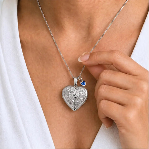 Collana Cuore Apribile Acciaio Argento - Foto a Colori gioiello personalizzato - Yennyslau Store