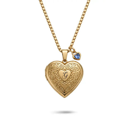 Collana Cuore Apribile Acciaio Oro - Foto a colori e Dedica gioiello personalizzato - Yennyslau Store
