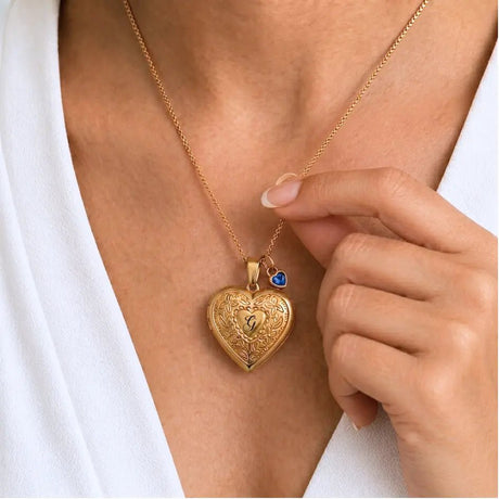 Collana Cuore Apribile Acciaio Oro - Foto a colori e Dedica gioiello personalizzato - Yennyslau Store