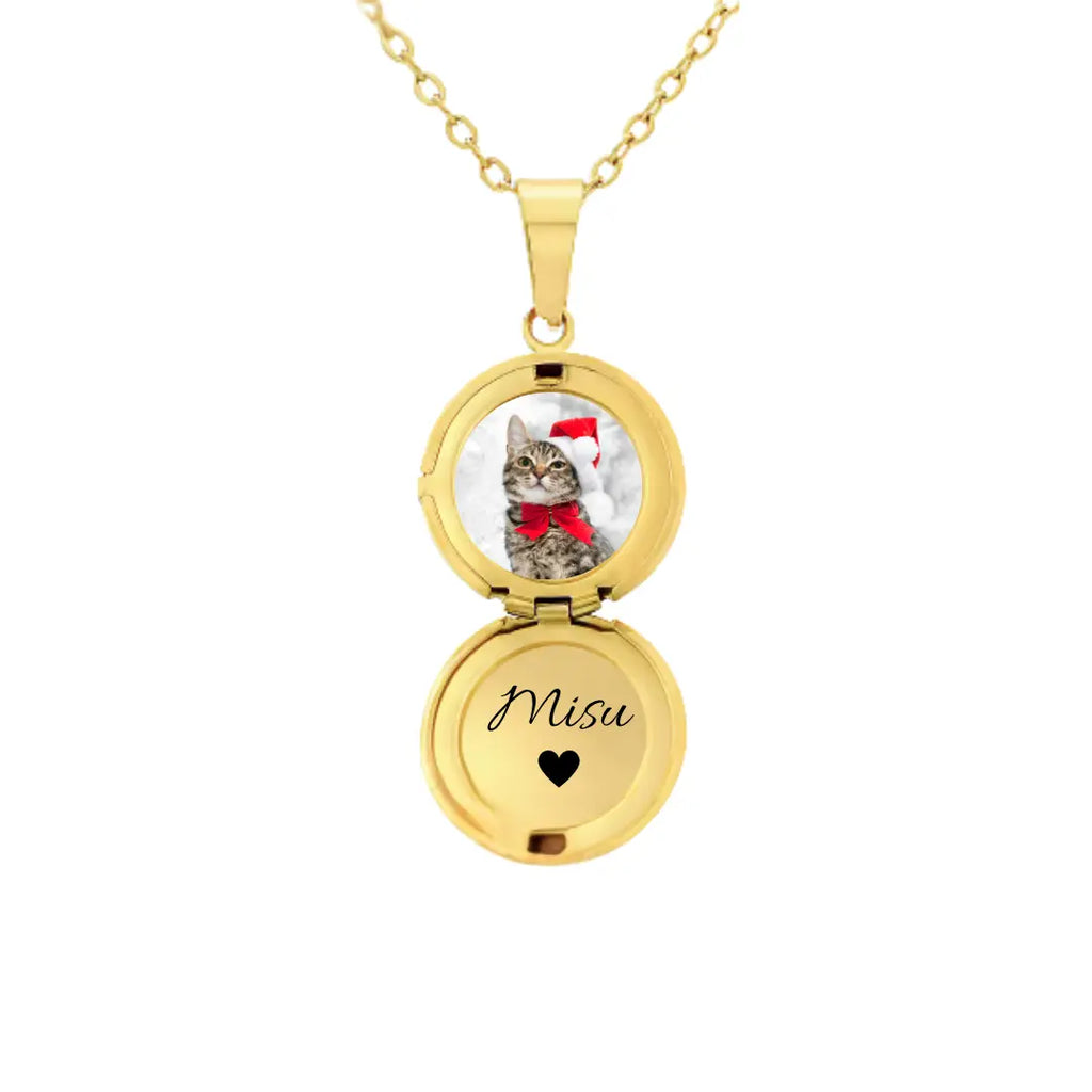 collana in acciaio inox color oro personalizzata con foto e nome. Regalo elegante per donna per ogni occasione. Festa della Mamma, Anniversario, Natale. Ciondolo Mini