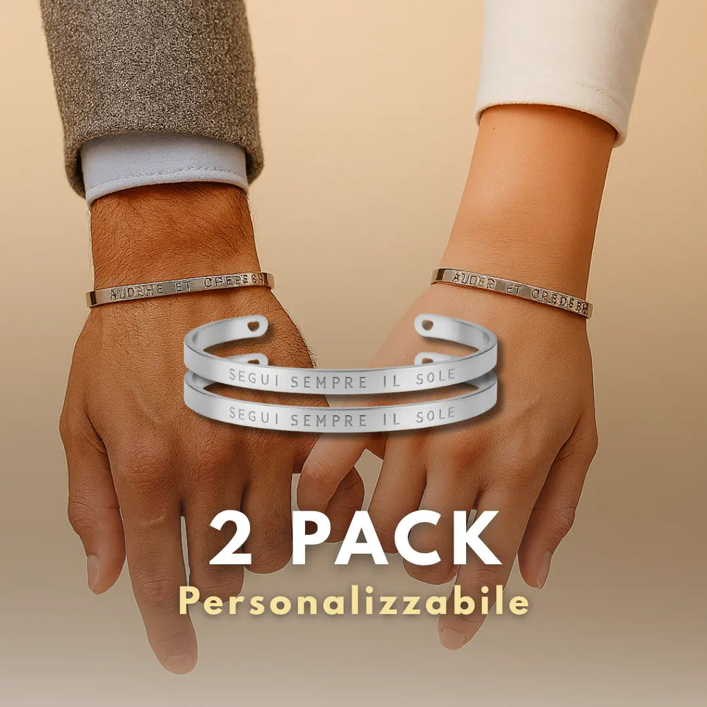 duo bracciali in acciaio inox 6 mm colore argento come idea regalo personalizzato per amiche, coppie, fine di corso. San valentino, Natale, anniversario. Regalo personalizzato con nome, data o dedica incisa a mano