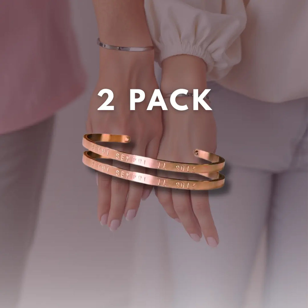 due bracciale rigidi in acciaio inox 4mm colore oro rosa, regalo perfetto per coppie, amiche, fine di corso. regalo personalizzato con nome, data o dedica. idea regalo elegante