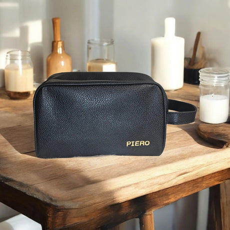 pochette uomo con nome in acciaio inox. Beauty case per uomo. Regalo per lui