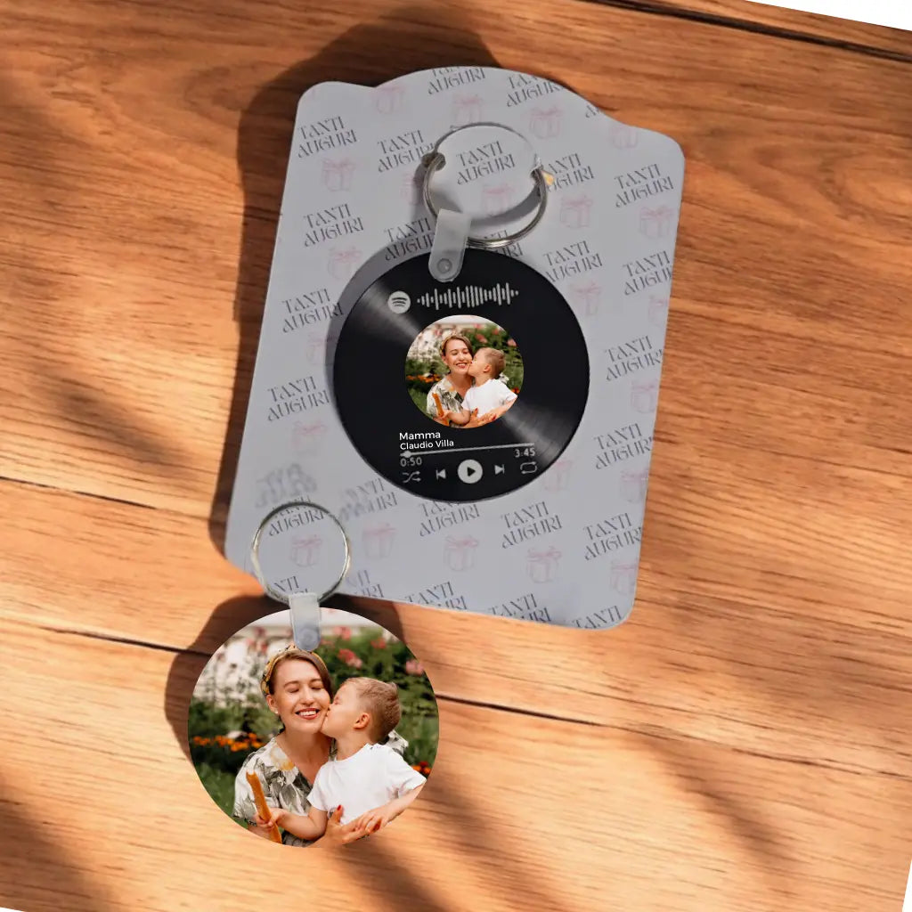 portachiavi personalizzato con foto e codice canzone spotify. regalo originale per compleanno, anniversario, san valentino, Natale, festa della Mamma e Festa del papà, regalo unisex