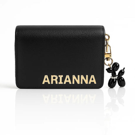 Portafoglio Donna Nero Personalizzato con Nome in Oro | Stile Elegante e Funzionale gioiello personalizzato - Yennyslau Store