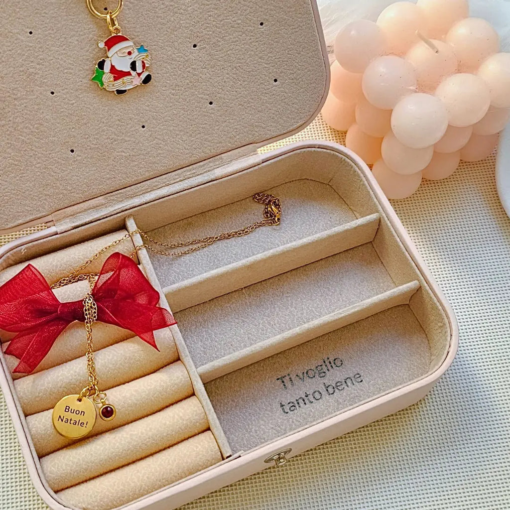 Portagioie grande rosa personalizzato con nome inciso al laser. Regalo personalizzato per donna per ogni occasine: Festa della Mamma, compleanno, anniversario, San Valentino, Natale. Dedica o frase all'interno.