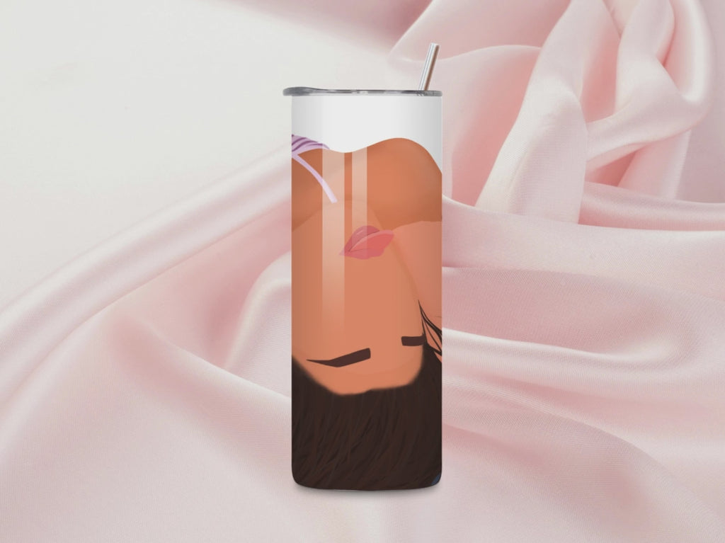 bicchiere termico tumbler personalizzato con illustrazione di foto, yennyslau store