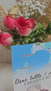 Targa in acrilico personalizzata con Mappa e Foto - Regalo romantico dove ci abbiamo conosciuti